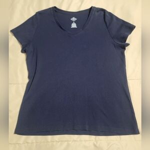 St. John's Bay Navy Blue V-neck Short Sleeve T-shirt - Size XL